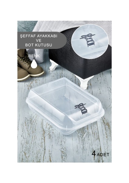 Şeffaf 4ADET Bot & Çizme Saklama Kutusu / CN.HH.0023