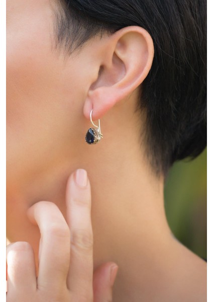 Safir Taşlı Elişi Damla Gümüş Küpe 4240 fiyatları