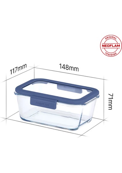 Fika Glace Cam Saklama Kabı Mavi 460 ml