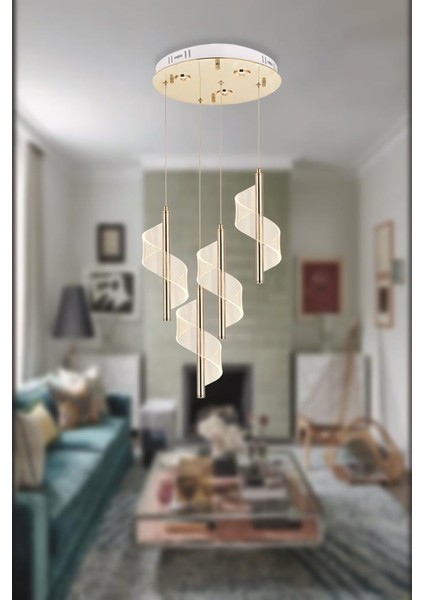 P7077-3+1 4lü Sarkıt LED Avize(Beyaz Işık -Sarı Işık - Gün Işığı)