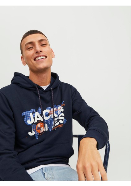 Jack & Jones Jcodust Sweat Hood Sn Erkek Lacivert Sweatshirt 12240214-Navy