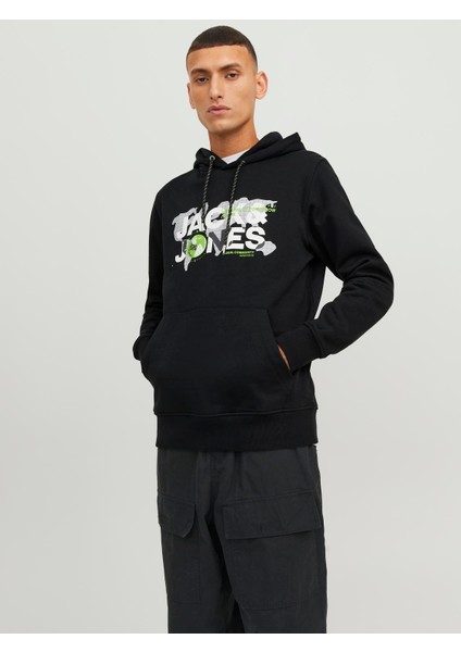 Jack & Jones Jcodust Sweat Hood Sn Erkek Siyah Sweatshirt 12240214-Black