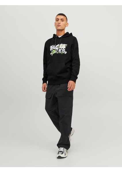 Jack & Jones Jcodust Sweat Hood Sn Erkek Siyah Sweatshirt 12240214-Black