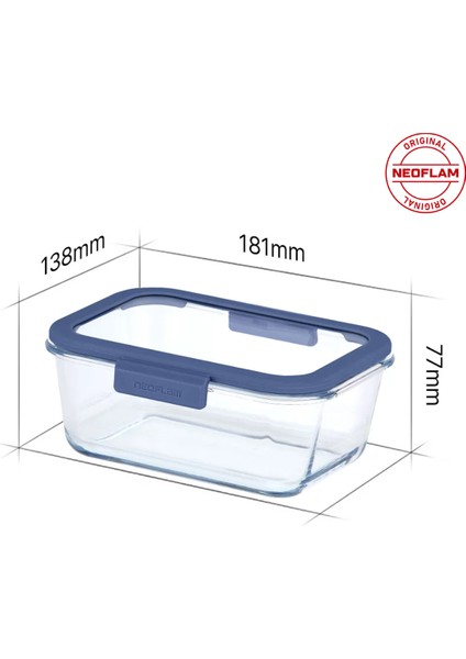 Fika Glace Cam Saklama Kabı Mavi 800 ml