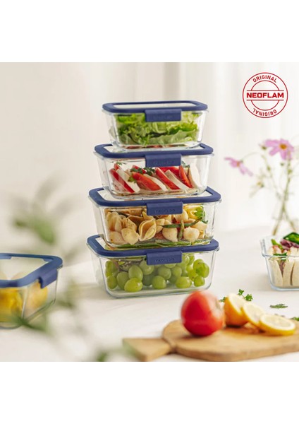 Fika Glace Cam Saklama Kabı Mavi 800 ml