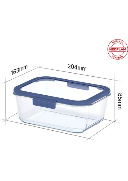 Fika Glace Cam Saklama Kabı Mavi 1200 ml