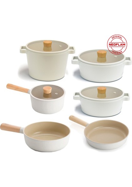 Fika Alüminyum Döküm Cam Kapaklı 10 Parça Tencere & Tava Seti 18S22K22D24K24T26W