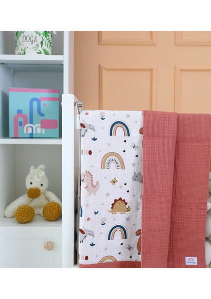 Jurassic World Kiremit Bebek Battaniyesi, 80X80 cm %100 Pamuk Muslin Kumaşlı Waffle Pike fiyatları