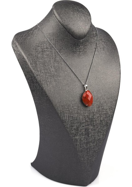 Red Jasper Doğal Taş Gümüş Renkli Kolye fiyatları