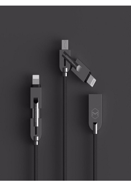 CA-3911 2in1 Micro/lightning Cinko Alasim Orgu Kablo 1.2m 2.4A Siyah