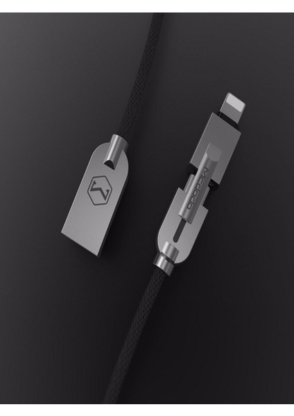 CA-3911 2in1 Micro/lightning Cinko Alasim Orgu Kablo 1.2m 2.4A Siyah