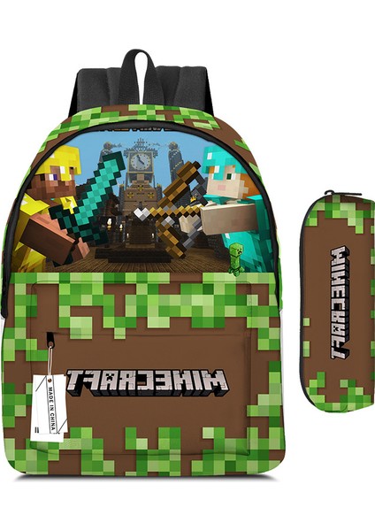 My World Minecraft Ilkokul ve Ortaokul Öğrencilerinin Okul Çantası Kalem Çantası (Yurt Dışından)