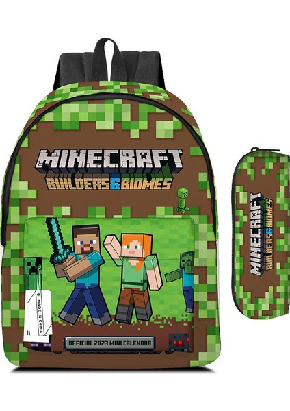 My World Minecraft Ilkokul ve Ortaokul Öğrencilerinin Okul Çantası Kalem Çantası (Yurt Dışından)