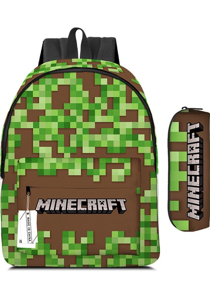 My World Minecraft Ilkokul ve Ortaokul Öğrencilerinin Okul Çantası Kalem Çantası (Yurt Dışından)