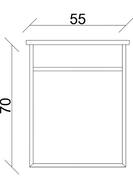 Aras Lavabolu Asma Alt Dolap Antrasit Atlantik Çam 55X44X58 cm
