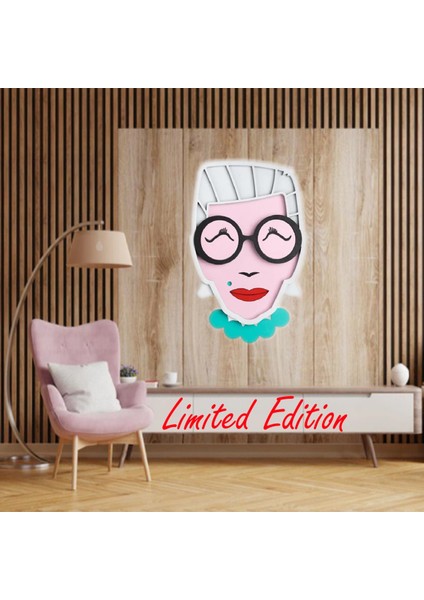 Limited Edition Sınırlı Sayıda Ahşap Katmanlı El Yapımı Iris Apfel Tablo