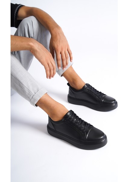 M3-Ss Siyah/siyah Hakiki Deri Erkek Spor Ayakkabı & Sneaker