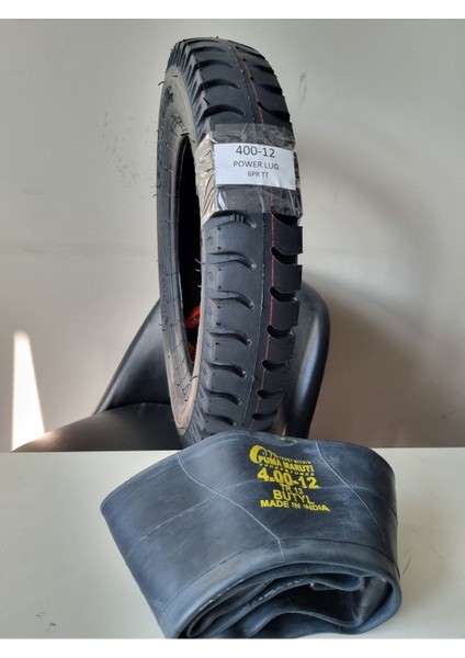 Maruti Tyre Maruti Tyres Set 400-12 (Tubetype) Motorsiklet/sepet Lastiği ve Iç Lastik Power Lugset