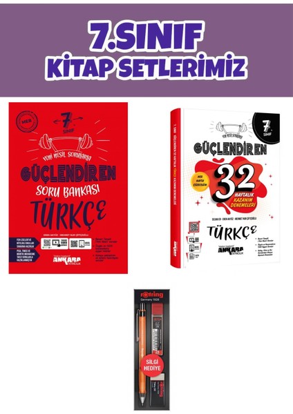 7.Sınıf Güçlendiren Türkçe Soru Bankası - 32 Haftalık Türkçe Kazanım Denemeleri