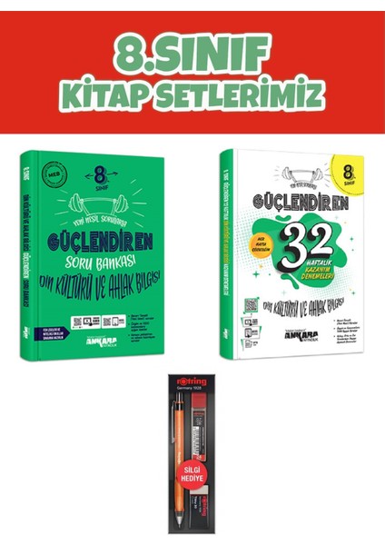8.Sınıf Güçlendiren Din Kültürü Kültürü ve Ahlak Bilgisi Soru Bankası - 32 Haftalık Kazanım Denemeleri