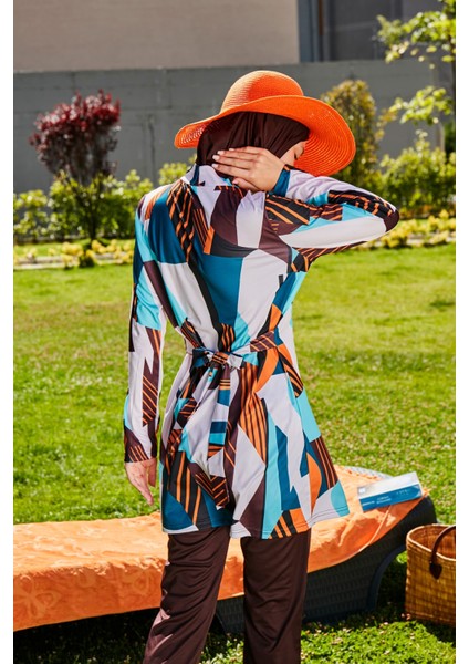 Kahverengi Tam Kapalı Tesettür Mayo R2391 indirimleri