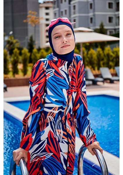 Desenli Tam Kapalı Tesettür Mayo R2307