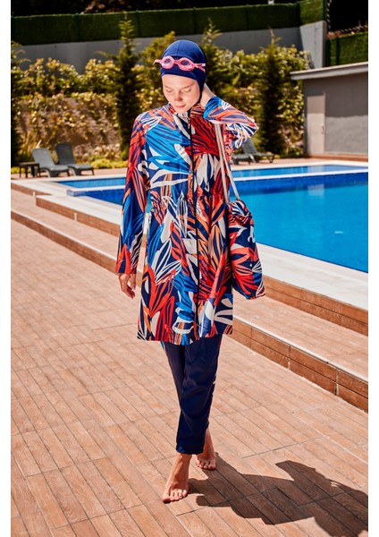 Desenli Tam Kapalı Tesettür Mayo R2307 modelleri