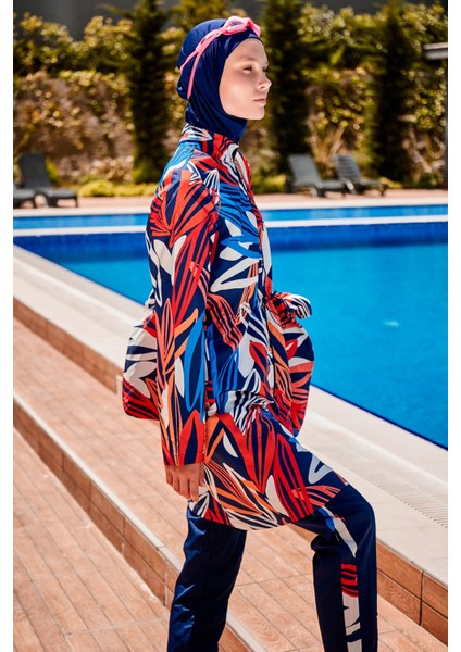 Desenli Tam Kapalı Tesettür Mayo R2307 fırsatları