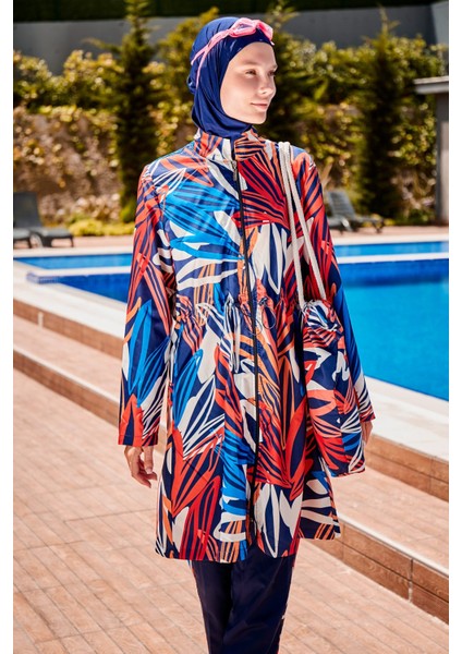 Desenli Tam Kapalı Tesettür Mayo R2307 indirimleri