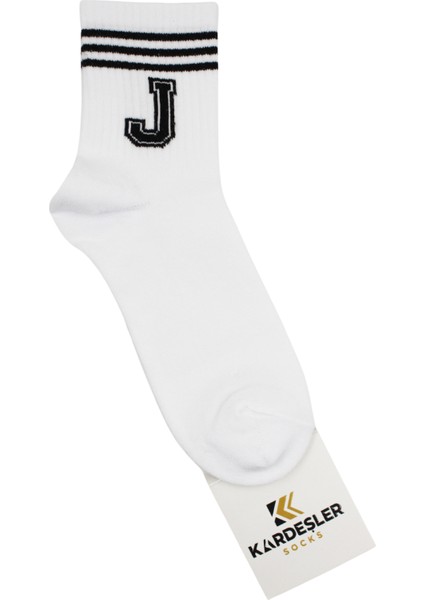 Unisex J Harfi Desenli Tenis Çorap (HARFLİ ÇORAP) 3 Çift