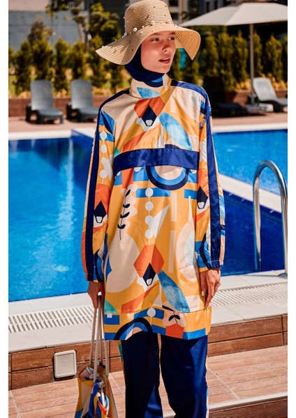 Desenli Tam Kapalı Tesettür Mayo R2314 modelleri