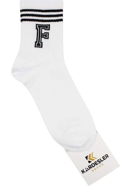 Unisex F Harfi Desenli Tenis Çorap (HARFLİ ÇORAP) 3 Çift
