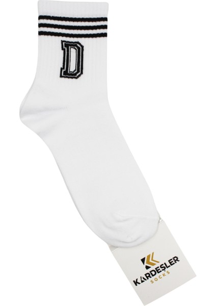 Unisex D Harfi Desenli Tenis Çorap (HARFLİ ÇORAP) 3 Çift
