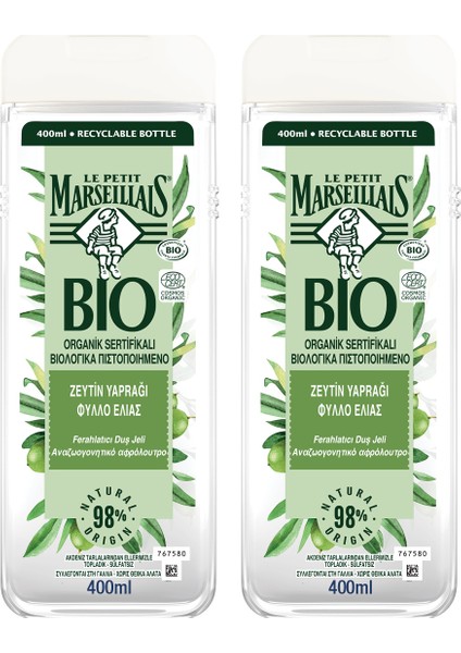 Le Petit Marseillais BIO Organik Sertifikalı Zeytin Yaprağı Duş Jeli 400 ml x 2 Adet