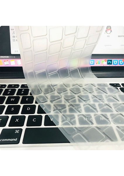 Cep Case Apple Macbook 13' Pro Touch Bar A1706 Klavye Koruyucu Türkçe Q Klavye Buzlu Şeffaf Silikon Ped Macpad