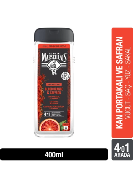 Le Petit Marseillais Kan Portakalı ve Safran Duş Jeli ve Şampuan 400 ml For Men