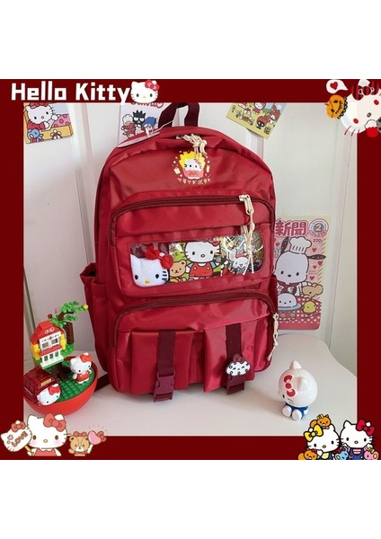 C Sanrio Hello Kitty Çanta Y2K Öğrenci Karikatür Okul Çantaları Japonya Kore Eğilim Iki Omuz Çantası Kadın Lüks Sırt Çantaları Büyük Kapasiteli (Yurt Dışından)