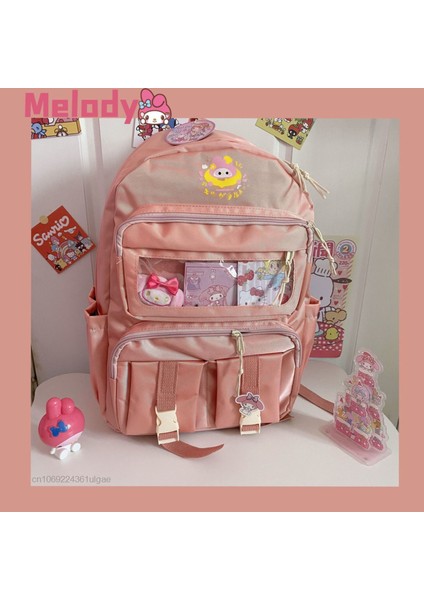 C Sanrio Hello Kitty Çanta Y2K Öğrenci Karikatür Okul Çantaları Japonya Kore Eğilim Iki Omuz Çantası Kadın Lüks Sırt Çantaları Büyük Kapasiteli (Yurt Dışından) fırsatları
