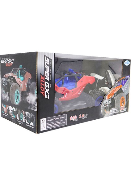 Kumandalı Gx3 Alloy / 2.4g 1:16 U/k Metal Şarjlı Mavi Kırmızı Araba modelleri