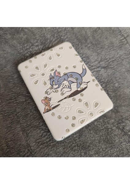 Cep Ayna Makyaj Çanta Seyehat Taşınabilir Tom ve Jerry Ayna Kozmetik