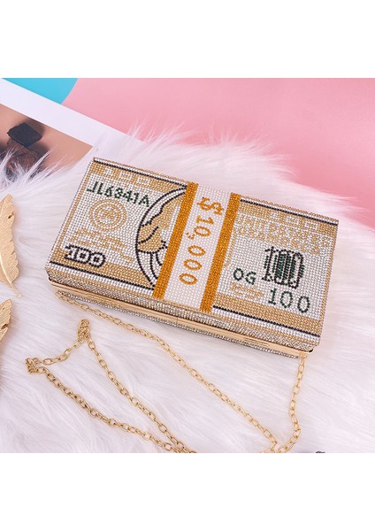 Siyah Kadın Kristal Para Usd Çanta Dolar Tasarım Lüks Elmas Akşam Çantaları Parti Çanta Debriyaj Çanta Düğün Yemeği Çanta ve El Çantaları (Yurt Dışından)