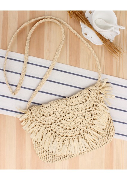 Kadınlar Için Yuvarlak 20 cm Yaz Hasır Çanta El Yapımı Püskül Plaj Çantaları 2023 Rafya Rattan Dokuma Çanta Tatil Omuz Crossbody Çanta Debriyaj (Yurt Dışından) fiyatları