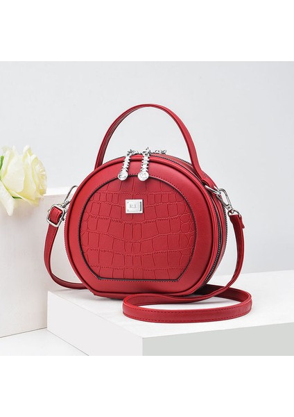 Şarap Kırmızısı Bir Tasarımcı Deri Yuvarlak Püskül Tote Çanta Kadın Çanta Omuz Çantaları Lüks Çantalar Crossbody Çanta Çanta Сумки Для Женщин Bolsa (Yurt Dışından)