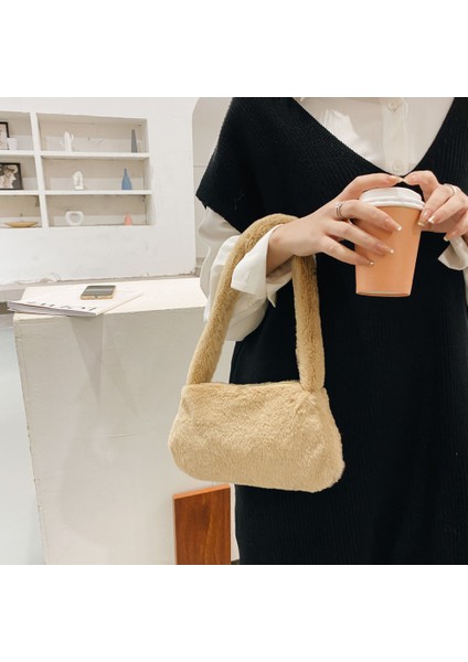 Beyaz Kış Vintage Zebra Desen Omuz Koltukaltı Çanta Kadın Peluş Sonbahar Çanta Bayan Çantası Için Yumuşak Sıcak Kürk Tote Çanta Ana Kesesi (Yurt Dışından)