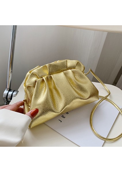 Siyah Lüks Altın Bulut Çanta Kadınlar Için Deri Hobos Retro Bulut Crossbody Çanta Küçük Telefon Çanta Tasarım Debriyaj Klip Çanta Kadın Bolsa (Yurt Dışından) fırsatları