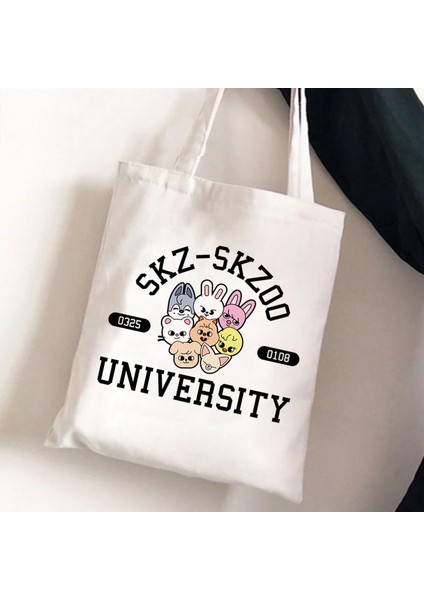 J Bez Çantalar Sokak Çocukları Skzoo Taşınabilir Alışveriş Çantası Han Bang Chan Changbın Seungmın Hyunjın Lee Know Skz Kanvas Alışveriş Çantaları (Yurt Dışından)