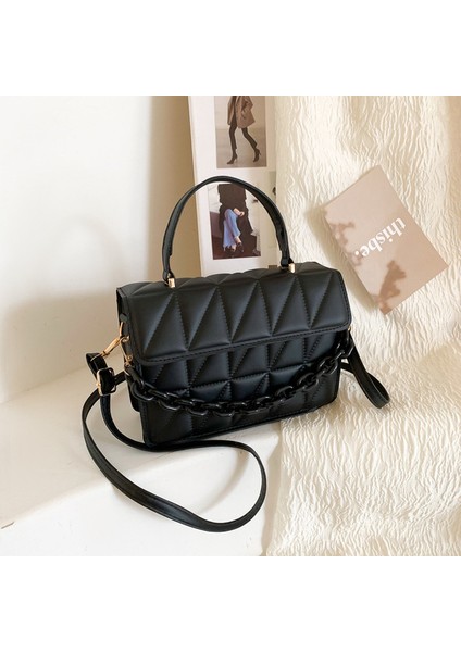 Siyah Trendy Ekose Kadın Omuz Çantası Moda Zinciri Crossbody Çanta Marka Tasarımcısı Çanta ve Cüzdanlar Küçük Flap Top Saplı Çantalar (Yurt Dışından)
