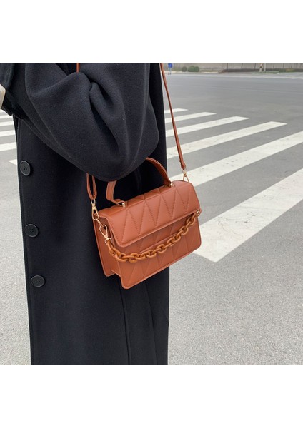 Siyah Trendy Ekose Kadın Omuz Çantası Moda Zinciri Crossbody Çanta Marka Tasarımcısı Çanta ve Cüzdanlar Küçük Flap Top Saplı Çantalar (Yurt Dışından) indirimleri
