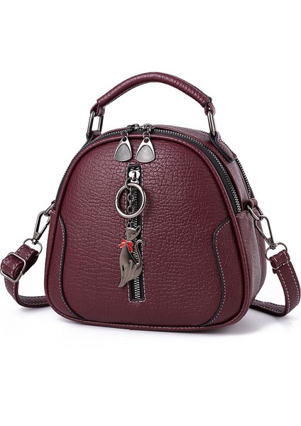 Black Splicing Leather Round Handbag Shoulder Bag Fashion Womens Crossbody Bags Ladies Totes Messenger Bags Purses Handbags Satchels (Yurt Dışından) fırsatları