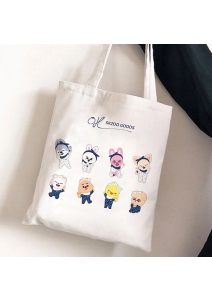 P Bez Çantalar Stray Kids Skzoo Taşınabilir Alışveriş Çantası Han Bang Chan Changbın Seungmın Hyunjın Lee Know Skz Kanvas Alışveriş Çantaları (Yurt Dışından) indirimleri